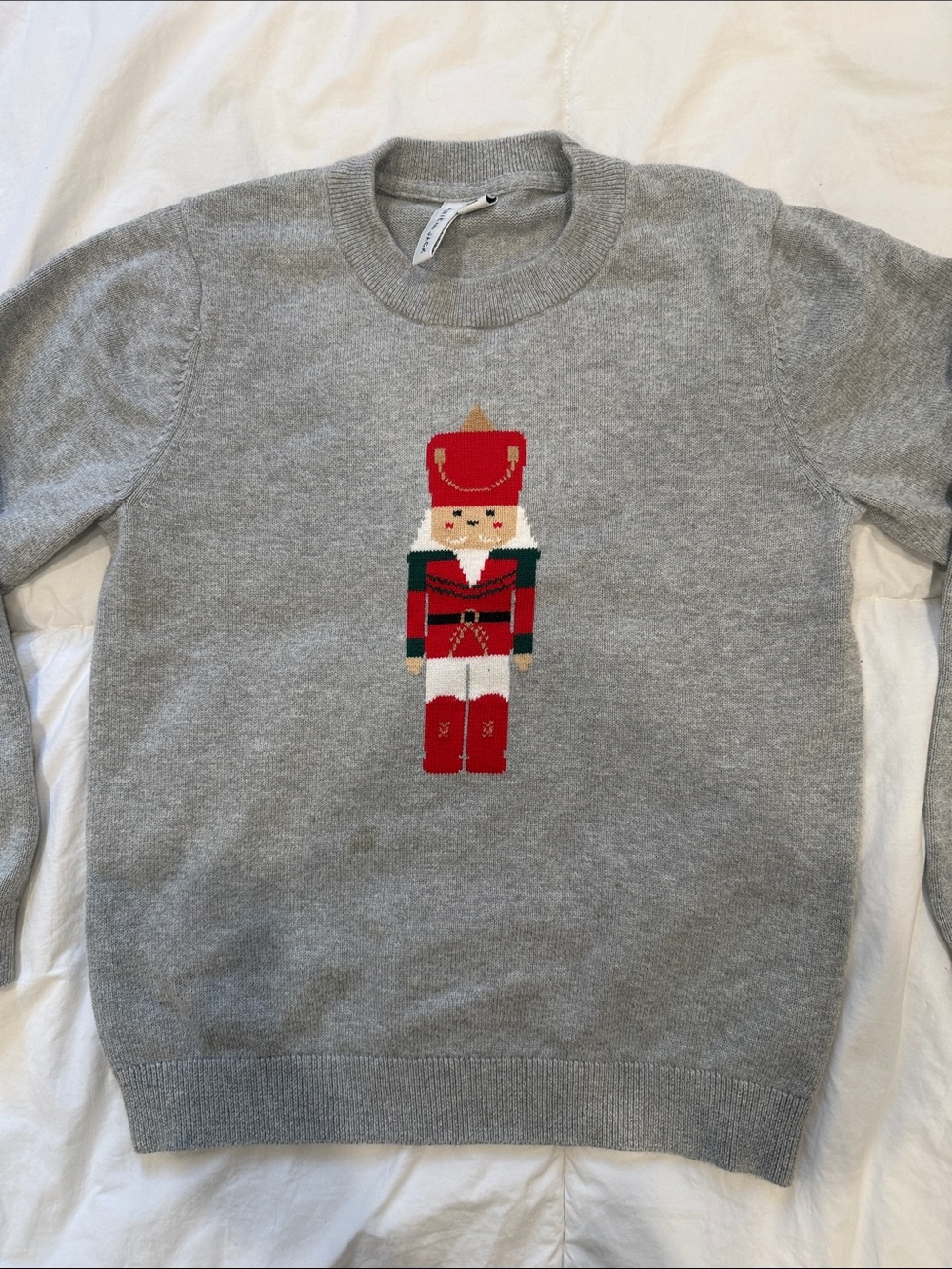 Janie and Jack Gray Crewneck Sweater with Nutcracker Motif